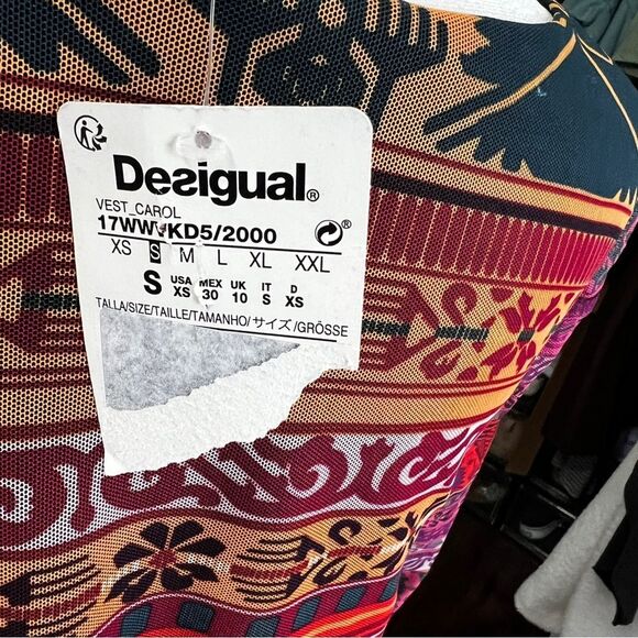 Desigual Tiered Layered Long Sleeve Dress Multicolor Print NWT Size S - Picture 11 of 13